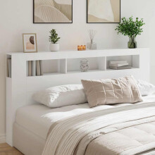 Berkfield LED Headboard White 200 cm Engineered Wood