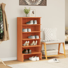 Berkfield Shoe Cabinet Wax Brown 52x30x104 cm Solid Wood Pine