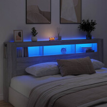 Berkfield LED Headboard Grey Sonoma 220x18.5x103.5 cm Engineered Wood