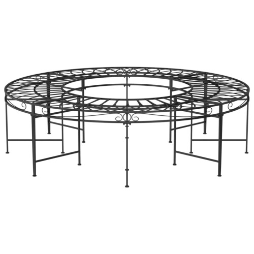 Berkfield Round Tree Bench ò160 cm Black Steel 2