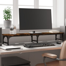 Berkfield Monitor Stand Smoked Oak 105x23x15.5 cm Engineered Wood