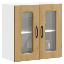Berkfield Kitchen Wall Cabinet with Glass Door Kalmar Artisan Oak Engineered Wood