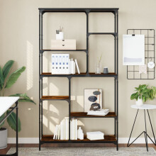 Berkfield Bookshelf Smoked Oak 99x35.5x176 cm Engineered Wood and Steel