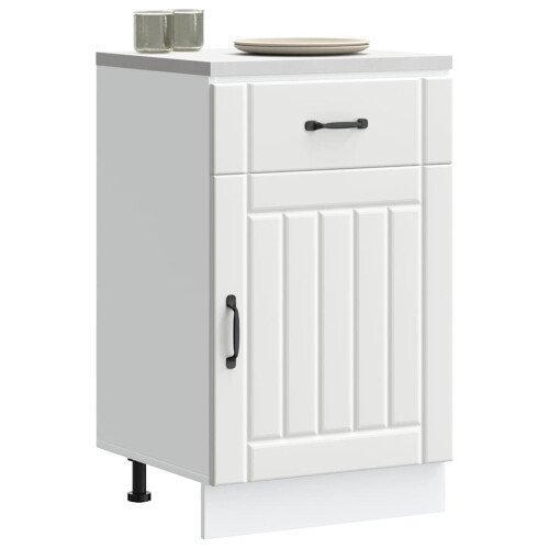 Berkfield Kitchen Base Cabinet Lucca White Engineered Wood