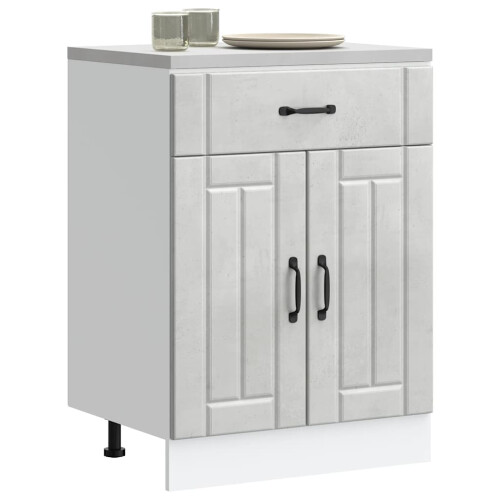 Berkfield Kitchen Base Cabinet Lucca Concrete Grey Engineered Wood