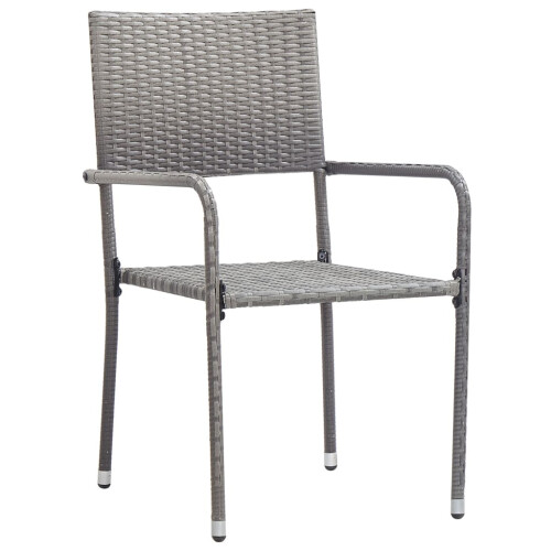 Berkfield Garden Dining Chairs 2 pcs Stackable Grey Poly Rattan 1