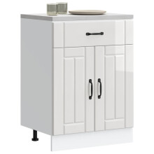 Berkfield Kitchen Base Cabinet Lucca High Gloss White Engineered Wood