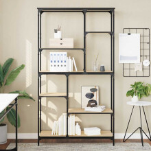 Berkfield Bookshelf Sonoma Oak 99x35.5x176 cm Engineered Wood and Steel