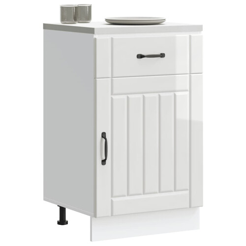 Berkfield Kitchen Base Cabinet Lucca High Gloss White Engineered Wood