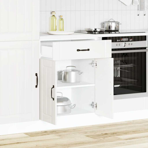 Berkfield Kitchen Base Cabinet Lucca White Engineered Wood