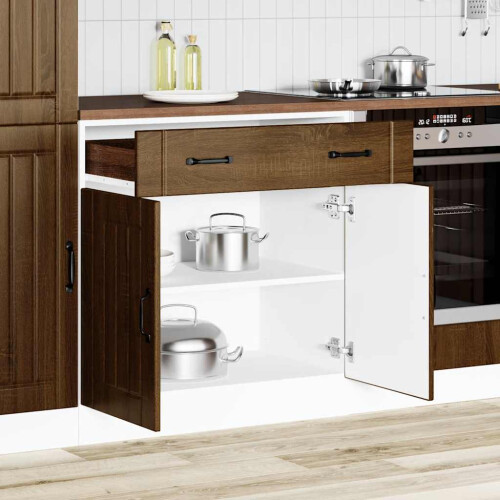 Berkfield Kitchen Base Cabinet Lucca Brown Oak Engineered Wood