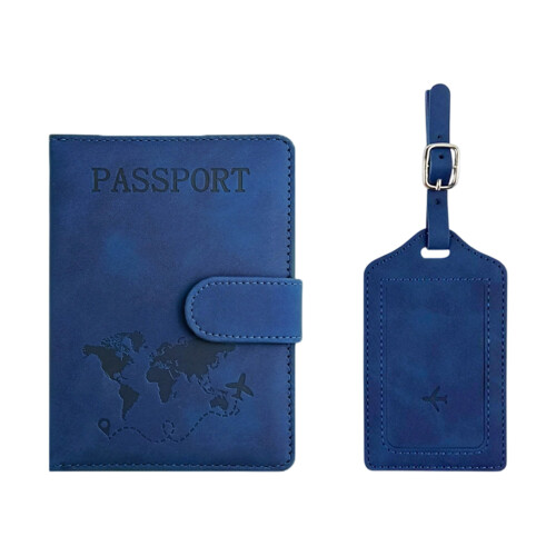 Rfids Blocking Passports Holder Wallet With Luggage-dark blue