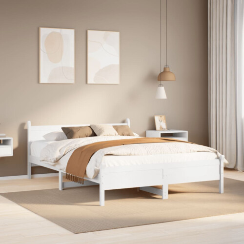 Berkfield Bed Frame without Mattress White 120x200 cm Solid Wood Pine