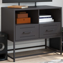 Berkfield TV Cabinet Black 68x39x60.5 cm Steel