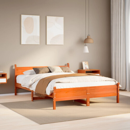 Berkfield Bed Frame without Mattress Wax Brown 120x200 cm Solid Wood Pine