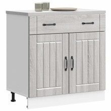 Berkfield Kitchen Base Cabinet Lucca Grey Sonoma Engineered Wood