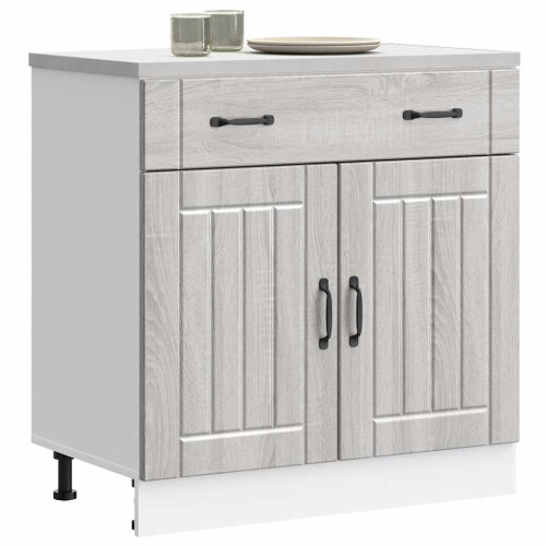 Berkfield Kitchen Base Cabinet Lucca Grey Sonoma Engineered Wood