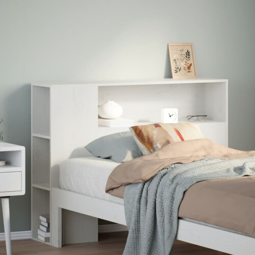Berkfield Headboard with Storage White 75 cm Solid Wood Pine