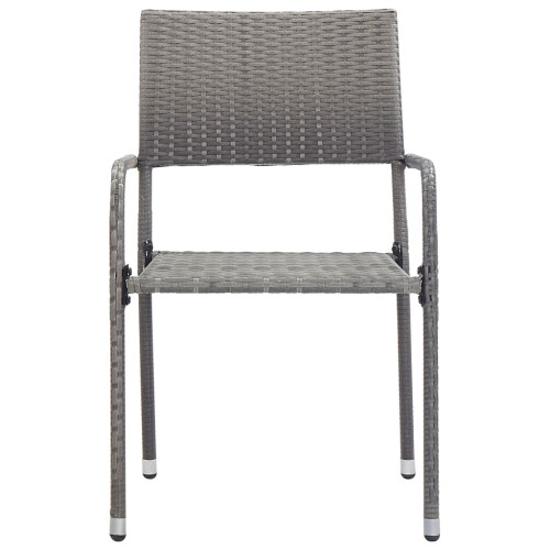 Berkfield Garden Dining Chairs 6 pcs Stackable Grey Poly Rattan 2