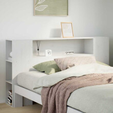 Berkfield Headboard with Storage White 150 cm Solid Wood Pine