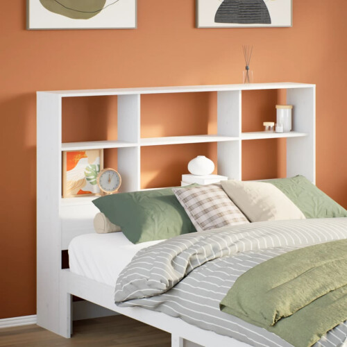 Berkfield Headboard with Storage White 140 cm Solid Wood Pine
