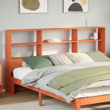 Berkfield Headboard with Storage Wax Brown 200 cm Solid Wood Pine