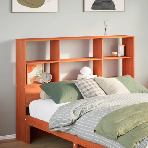 Berkfield Headboard with Storage Wax Brown 140 cm Solid Wood Pine