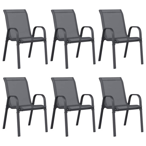 Berkfield Stackable Garden Chairs 6 pcs Grey Textilene Fabric 1