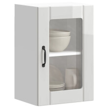 Berkfield Kitchen Wall Cabinet with Glass Door Lucca High Gloss White