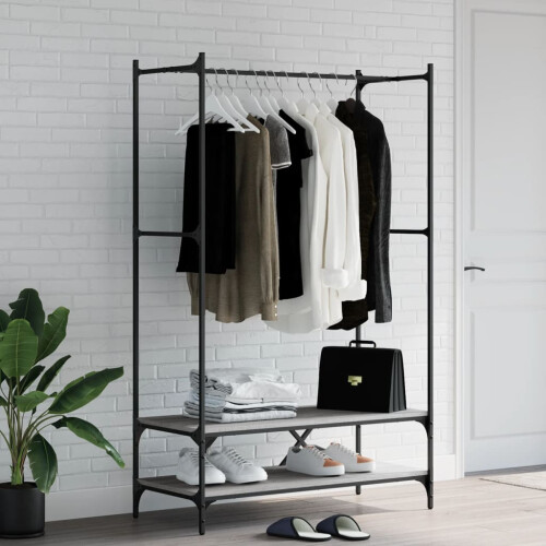 Berkfield Clothes Rack with Shelves Grey Sonoma Engineered Wood