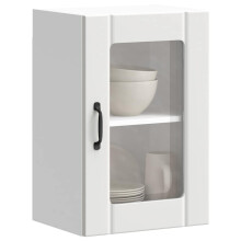 Berkfield Kitchen Wall Cabinet with Glass Door Lucca White