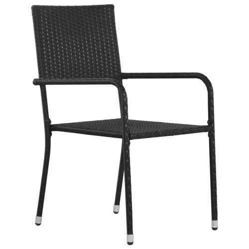Berkfield Garden Dining Chairs 6 pcs Stackable Black Poly Rattan 1