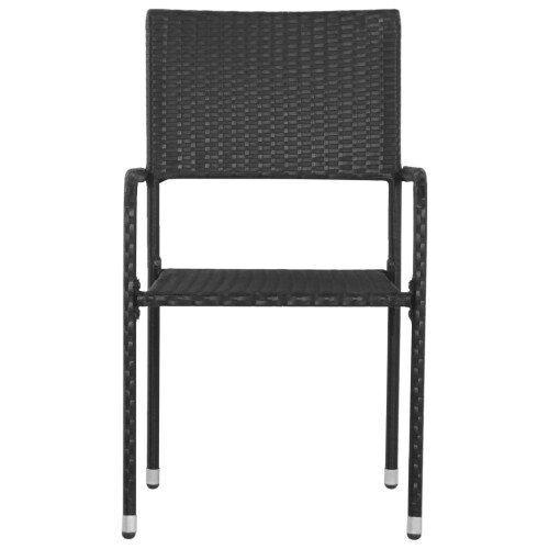 Berkfield Garden Dining Chairs 6 pcs Stackable Black Poly Rattan 2