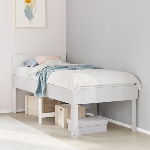 Berkfield Bed Frame without Mattress White 90x190 cm Single Solid Wood Pine