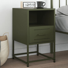 Berkfield Bedside Cabinet Olive Green 36x39x60.5 cm Steel