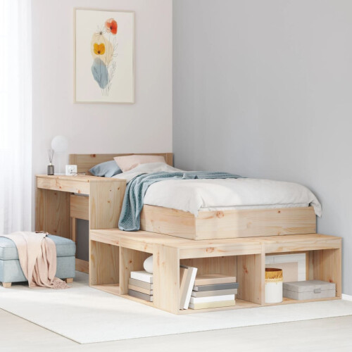 Berkfield Bedside Cabinet with Desk 232x122x75 cm Solid Wood Pine