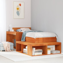 Berkfield Bedside Cabinet with Desk Wax Brown 222x107x75 cm Solid Wood Pine
