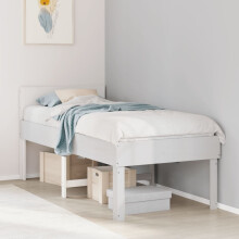 Berkfield Bed Frame without Mattress White 75x190 cm Small Single Solid Wood Pine