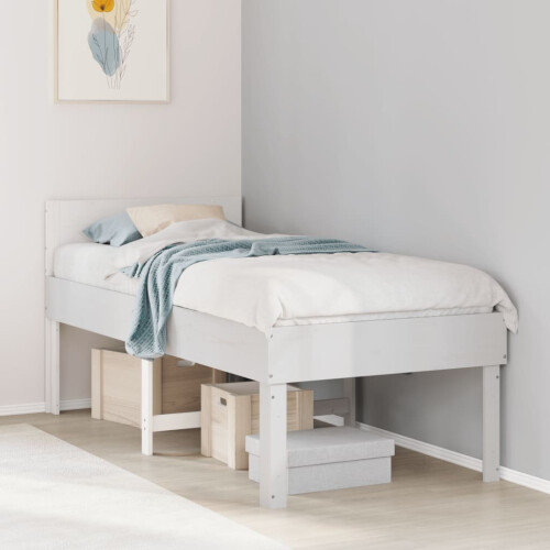 Berkfield Bed Frame without Mattress White 75x190 cm Small Single Solid Wood Pine