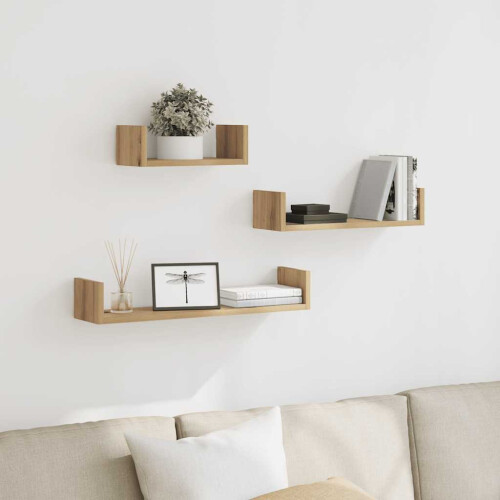 Berkfield Wall Shelves 3 pcs Artisan Oak Engineered Wood