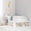 Berkfield Bedside Cabinet with Desk White 232x122x75 cm Solid Wood Pine 1