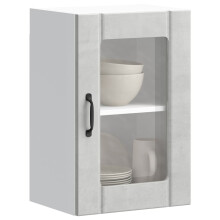 Berkfield Kitchen Wall Cabinet with Glass Door Lucca Concrete Grey