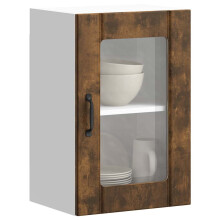 Berkfield Kitchen Wall Cabinet with Glass Door Lucca Smoked Oak