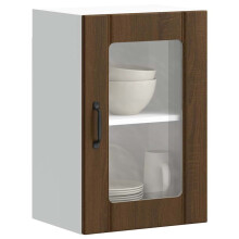 Berkfield Kitchen Wall Cabinet with Glass Door Lucca Brown Oak