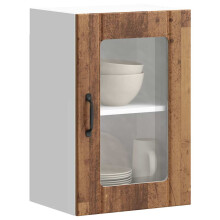 Berkfield Kitchen Wall Cabinet with Glass Door Lucca Old Wood
