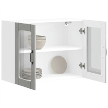 Berkfield Kitchen Wall Cabinet with Glass Door Lucca Concrete Grey Engineered Wood