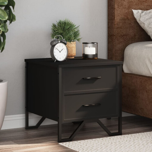 Berkfield Bedside Cabinet Black 40x41x40 cm Engineered Wood