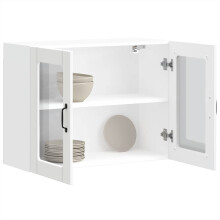 Berkfield Kitchen Wall Cabinet with Glass Door Lucca White Engineered Wood