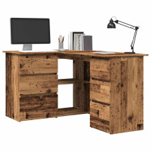 Berkfield Corner Desk Old Wood 145x100x76 cm Engineered Wood