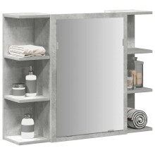 Berkfield Bathroom Mirror Cabinet Concrete Grey 80x20.5x64 cm Engineered Wood
